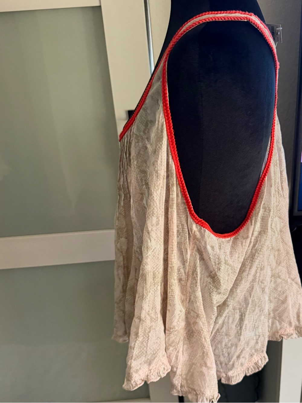 aerie Light Pink Printed Racerback Tank with Coral Trim - Picture 7 of 10